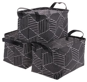 TEMPO-KONDELA YARA, coşuri din stofă cu mânere, set de 3 buc., negru / model