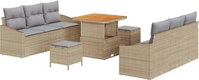vidaXL Set de canapele pentru grădină 9 pcs Beige și gri deschis