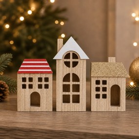 Set de casute din lemn WOODLAND 21 cm, 3 buc.