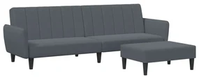 3216251 vidaXL Canapea extensibilă cu taburet, 2 locuri, gri închis, catifea