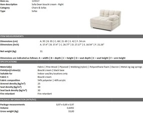 Canapea, Modul dreapta design elegant LUX Dean right, boucle crem 115517 HZ