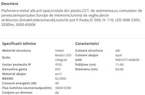 Plafoniera LED moderna cu telecomanda OVI 40W