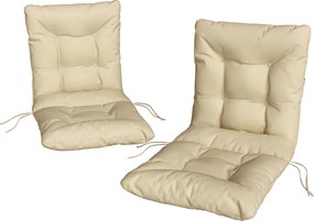 Outsunny Set 2 Perne pentru Scaune de Exterior cu Curele de Fixare, Perne Umplute din Poliester și Bumbac, pentru Șezlong sau Fotoliu, 50x120x8 cm, Bej | Aosom Romania