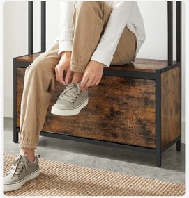 Perete pentru hol TAYLOR cu dulap pentru pantofi 180x85 cm, maro rustic