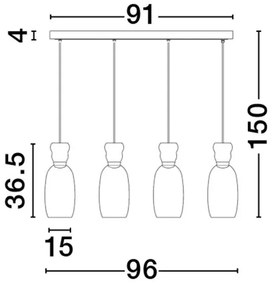 Lustra cu 4 pendule LED design modern Pluma multicolor