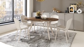 Mazzoni ALDO Nuc Elegant/picioare bej - MASĂ ROTUNDĂ EXTENSIBILĂ CU PICIOARE ÎN FORMĂ DE Y STIL LOFT PENTRU SALON/SUFRAGERIE