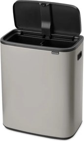 Cos de gunoi Brabantia Bo Touch 1010456, 2x30 l, Deschidere lina si silentioasa, Gri