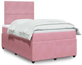 vidaXL Pat box spring cu saltea, negru, 120x190 cm, catifea