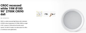 Spot LED incastrabil recessed white 19W 18cm 90 grade 2700K CRI90 dali
