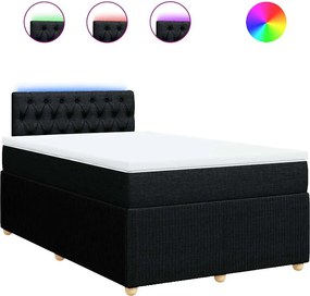 vidaXL Pat box spring cu saltea, negru, 120x190 cm, catifea