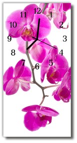 Ceas de perete din sticla vertical Orhidee roz flori