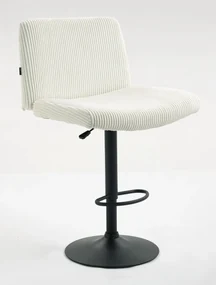 HR150W Scaun Alb din Catifea Reiată cu Bază Neagră