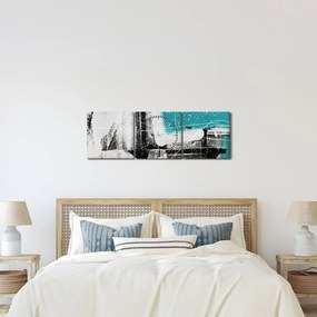 Tablou - Abstract turcoaz (cu ceas) (90x30 cm)