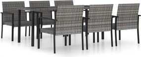 vidaXL Set mobilier de grădină, 7 piese, gri, poliratan
