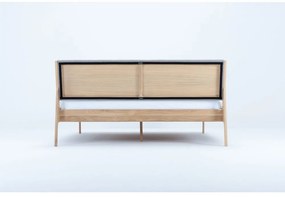 Pat matrimonial gri/în culoare naturală din lemn masiv de stejar 160x200 cm Fawn – Gazzda