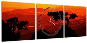 Tablou -Apus de soare (cu ceas) (90x30 cm)