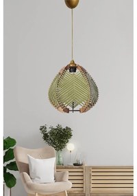 Lustră verde/în culoare naturală cu abajur textil ø 25 cm – Opviq lights