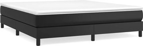 vidaXL Pat box spring cu saltea, negru, 180x200 cm, piele ecologică