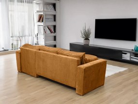 Canapea colt extensibila SMART COSARO mustar, cu colt bilateral + 2 perne CADOU