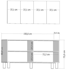 Comodă Rosna (Stejar safir + alb). 1127517