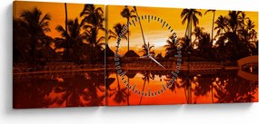 Tablou - Apus de soare deasupra rezortului (cu ceas) (90x30 cm)
