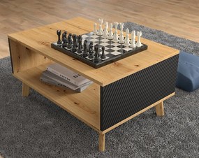 Măsuță cafea Luxina 90 (Stejar artisan + negru mat). 1124846