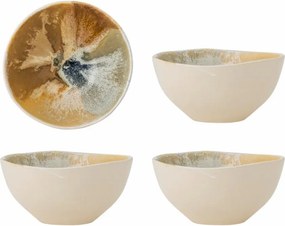 Set 4 boluri din ceramică, multicolor, glazură reactivă în nuanțe calde, 8 x 15 cm, „Lacey”