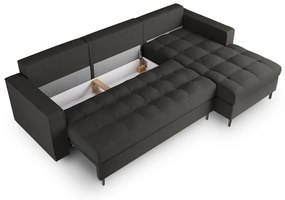 Canapea extensibilă cu șezlong dreapta Milo Casa Santo, gri închis