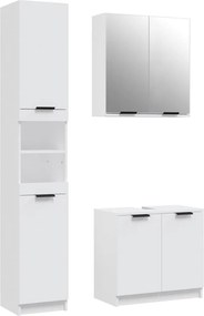 vidaXL Set dulapuri de baie, 3 piese, alb, lemn prelucrat
