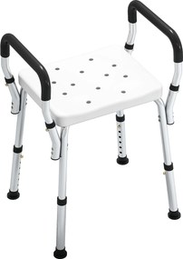 HOMCOM Taburet de duș pentru persoane în vârstă și cu dizabilități cu mânere, înălțime reglabilă, tălpi antiderapante, alb | Aosom Romania