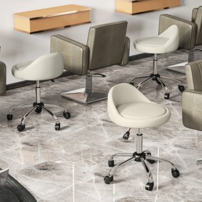 HOMCOM Taburet de lucru rotativ cu role, reglabil pe înălțime, 50 cm x 50 cm x 83 cm, Alb | Aosom Romania