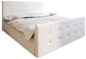 Pat matrimonial Boxspring 160 cm Milagros 1 (bej) ( cu saltea și sp. depozitare). 1046739