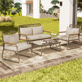 Set lounge de grădină pentru 4 persoane, Bej | Aosom Romania