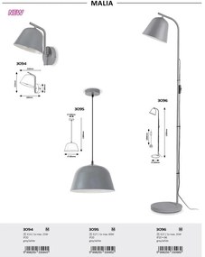 Lampadar, lampa de podea design industrial Malia gri