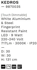 Lampa de podea LED cu spot directionabil stil minimalist KEDROS alb