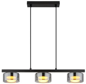 Lustra suspendata din metal negru cu sticla fumurie HIGGINS 3L
