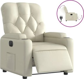 vidaXL Fotoliu rabatabil electric, crem, piele ecologică