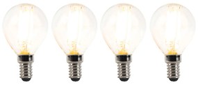 Set de 4 becuri LED E14 cu dimmer P45 transparent 3W 250lm 2700K
