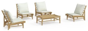 3156487 vidaXL Set mobilier de grădină cu perne alb crem, 2 piese, bambus