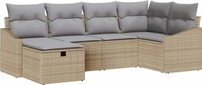 vidaXL Set de canapea cu pernă 6 pcs Beige și gri deschis poliratan