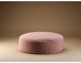 Fotoliu puf pentru copii roz cu tapițerie din țesătură bouclé Round – Wigiwama