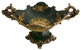 Fructiera ceramica Margaret 22x38cm, Verde, Vintage