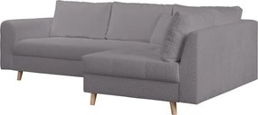 Colțar gri închis cu tapițerie din stofă bouclé (cu colț pe partea dreaptă) Ariella – Ropez