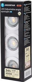 Aigostar - Set 3x spoturi LED încastrate, soclu GU10 1x/4,5W/230V 4000K, alb