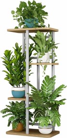Etajera LEDOR TIP 1, alb/stejar sonoma, DTD/metal, 36x24x74 cm