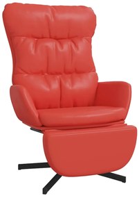 3097617 vidaXL Scaun de relaxare cu taburet, roșu, piele ecologică