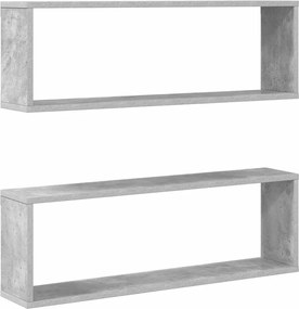 vidaXL Rafturi de perete cub, 2 buc., gri beton, 80x15x26,5 cm, PAL