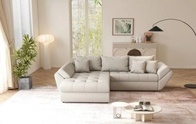 Colțar extensibil dumonde cu ladă de depozitare si sezut confortabil din spuma high-density, Loana Enjoy Bej 270x185 cm