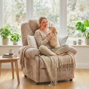 HOMCOM Fotoliu cu Înclinare Manuală Tapițat cu Suport Retractabil pentru Picioare și Buzunare Laterale, 88x91x108 cm, Bej | Aosom Romania