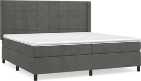 vidaXL Pat box spring cu saltea, gri închis, 200x200 cm, catifea